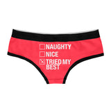 Womens Naughty Nice Tried My Best Panties Funny Christmas Bikini Brief Cute Underwear