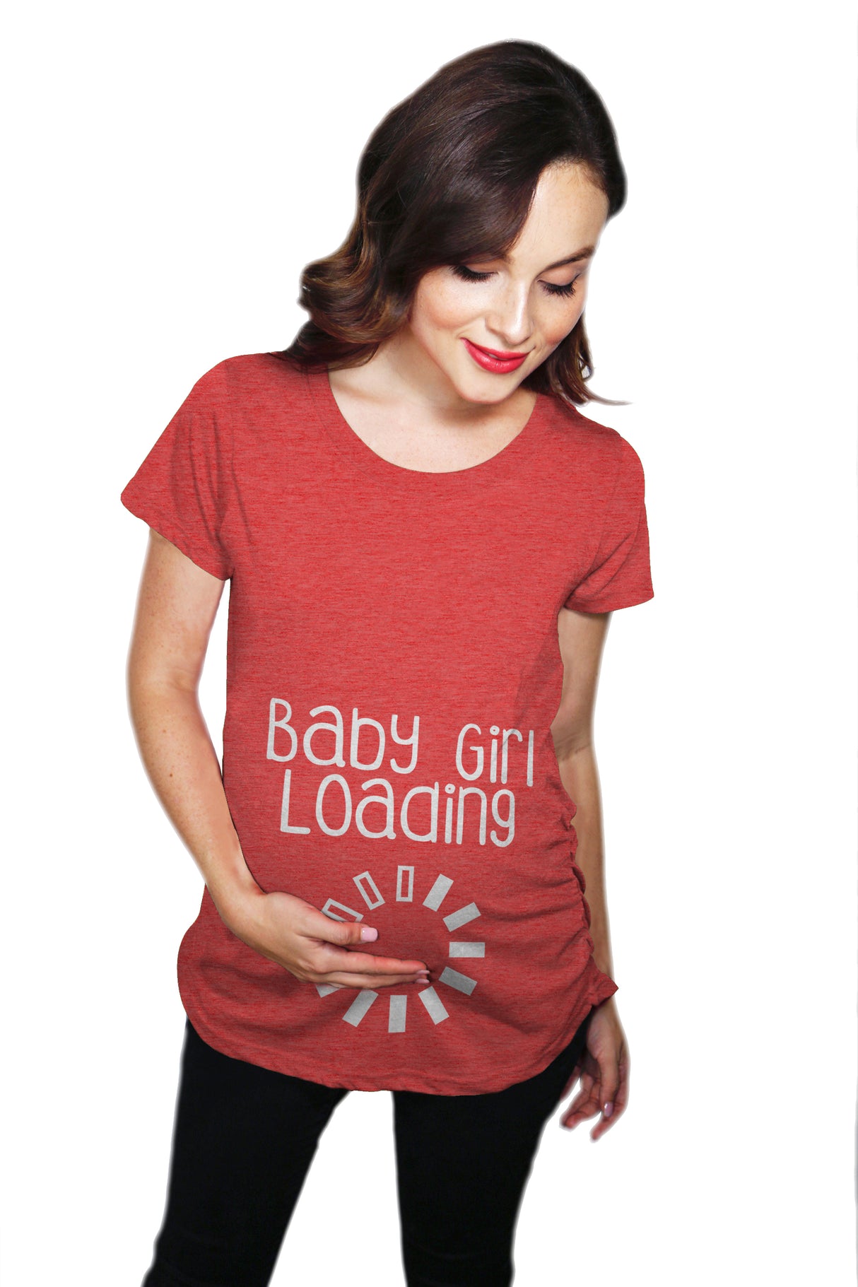 Maternity Baby Girl Loading T shirt Funny Pregnancy Announcement Reveal Cool Tee