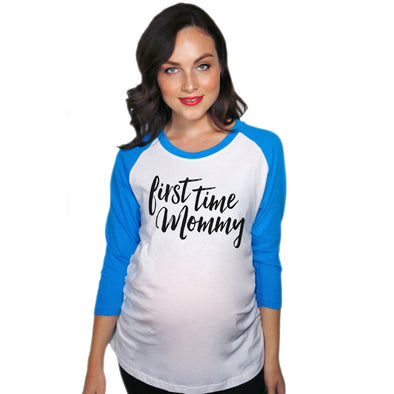 Maternity Raglan First Time Mommy Cute Mothers Day Baseball Tee