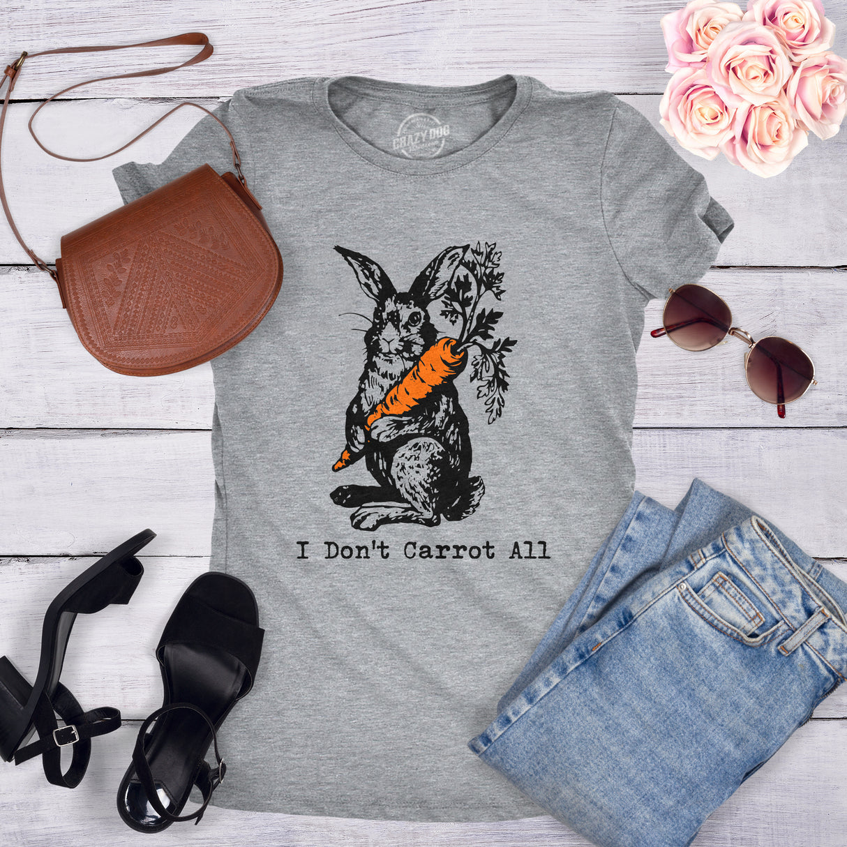 Womens I Dont Carrot All T Shirt Funny Easter Care Pun Bunny Graphic Novelty Tee