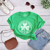 Womens Love Clover Glitter Tshirt Cute Saint Patrick's Day Parade 4 Leaf Graphic Novelty Tee For Ladies