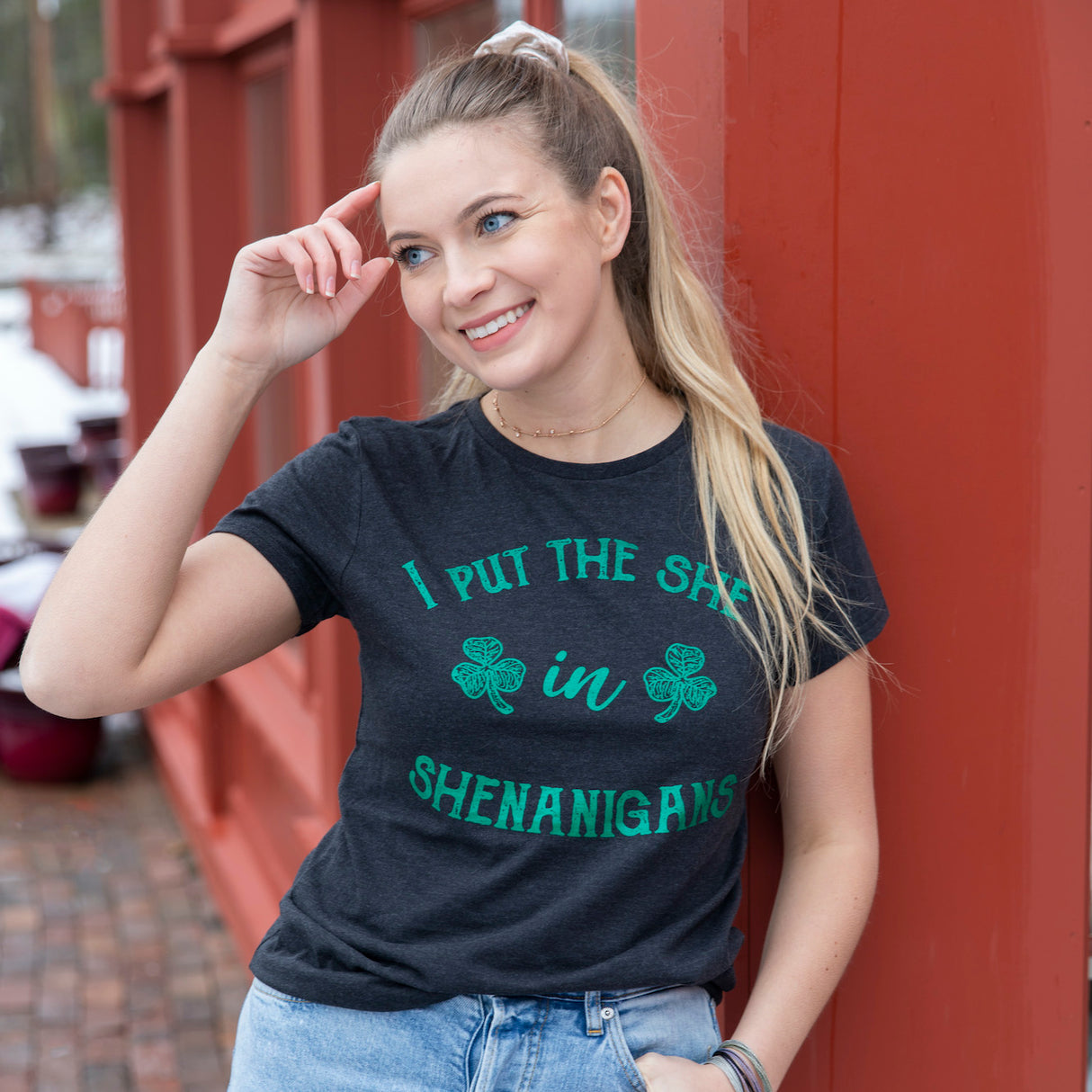 Womens I Put The She In Shenanigans T Shirt Funny Saint Patricks Day St Patty