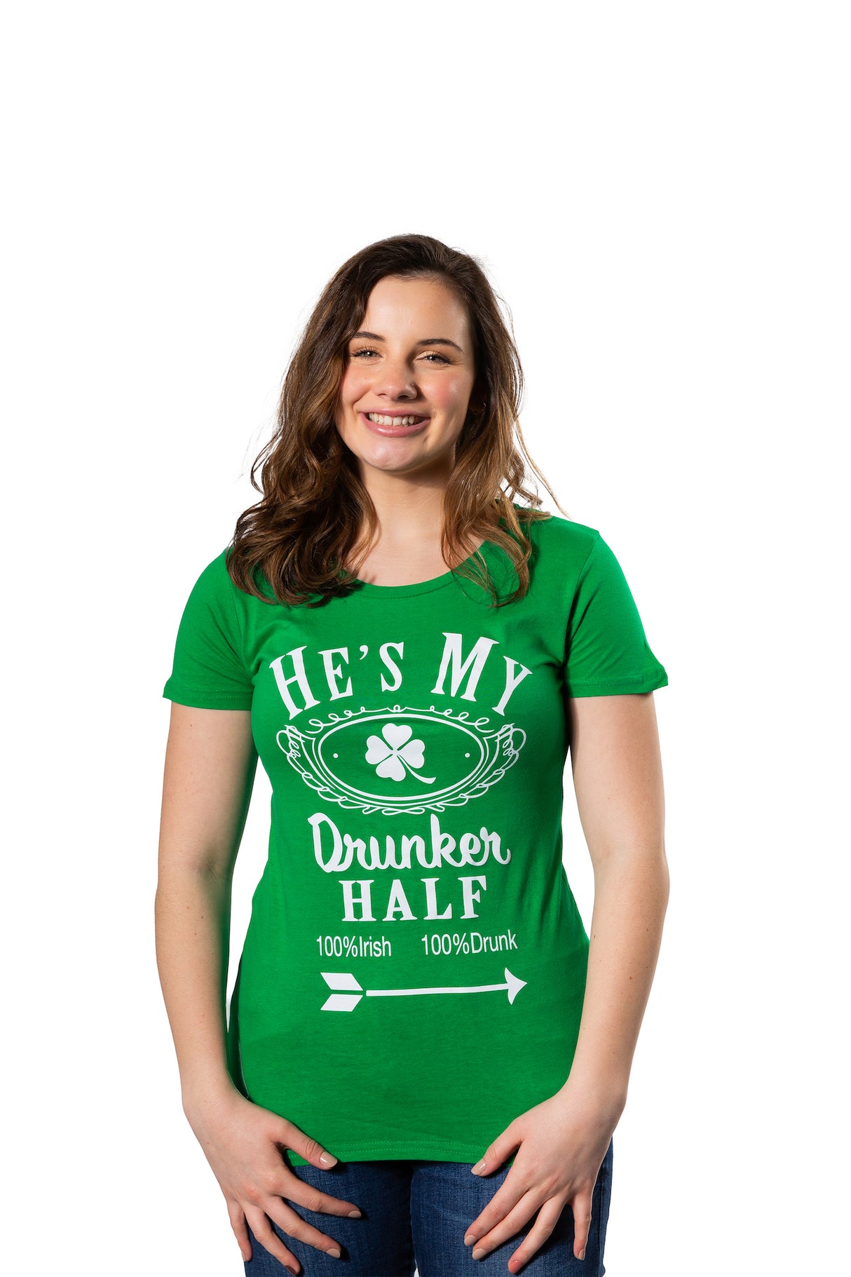 Shes and Hes My Drunker Half Shirt Funny Party Couple Pub Crawl Graphic Shamrock Apparel