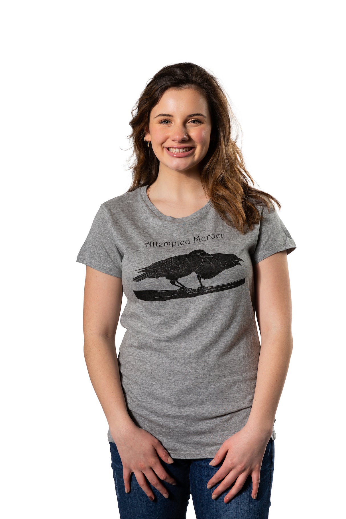 Women's Attempted Murder T Shirt Funny Crow Shirt Birds Tee for Women