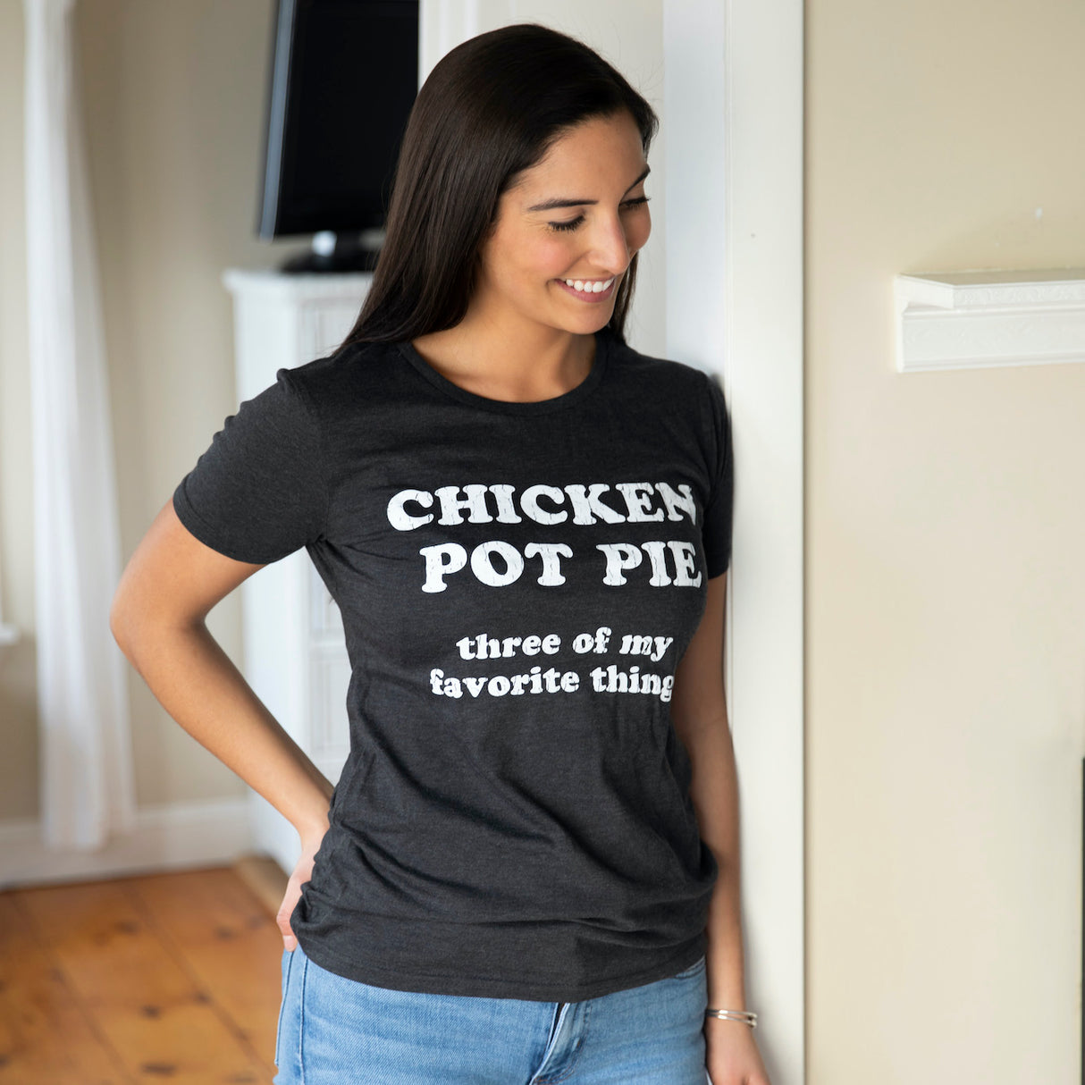 Womens Chicken Pot Pie 3 Of My Favorite Things Tshirt Funny 420 Stoner Tee For Ladies