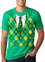 Plaid Green Tuxedo Men's Tshirt