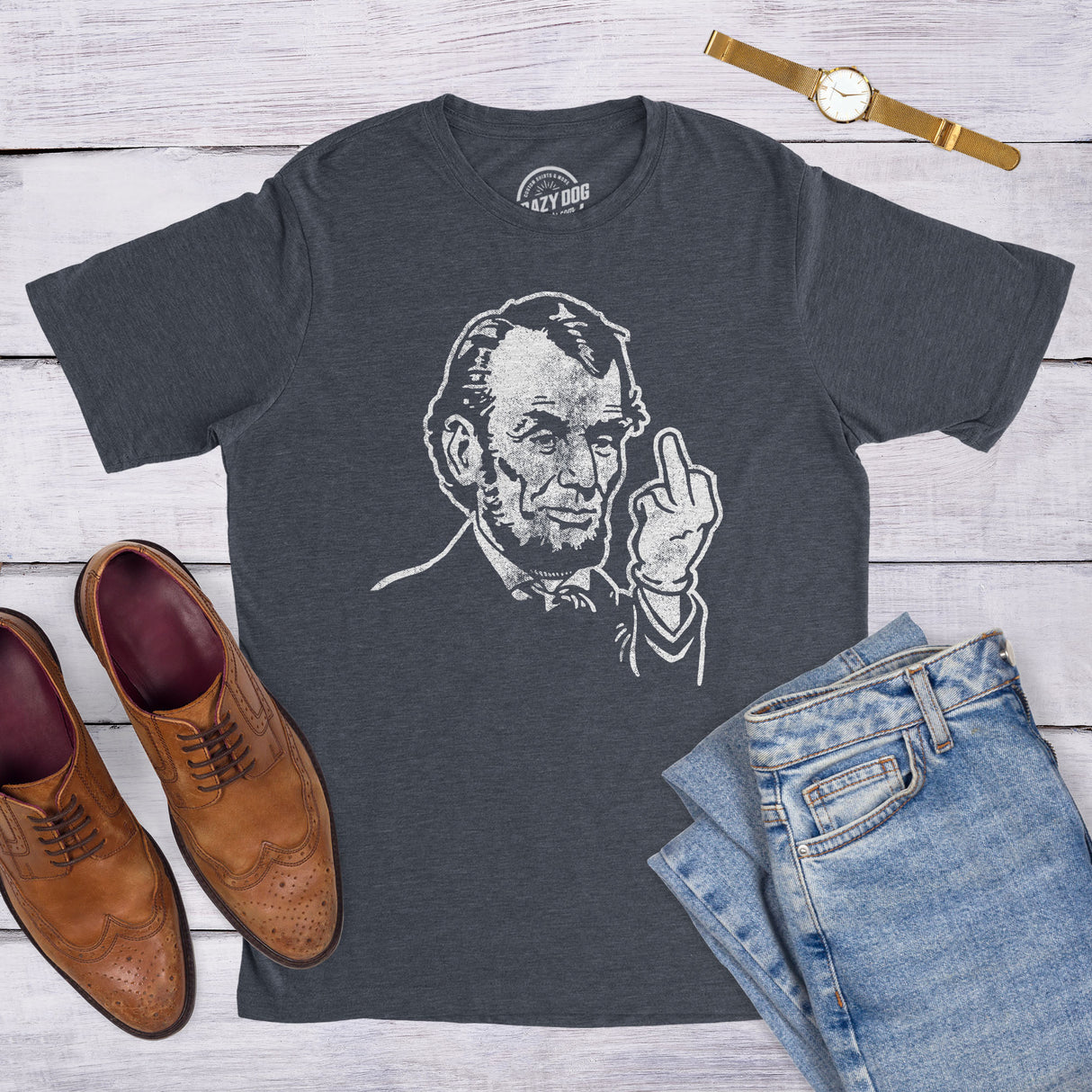 Mens Abe Lincoln Middle Finger Tshirt Funny 4th Of July Flip The Bird Hilarious Graphic Tee