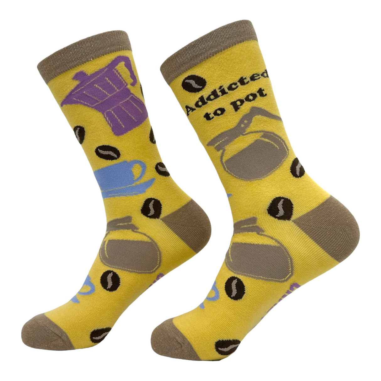 Women's Addicted To Pot Socks Funny Coffee Bean Caffeine Lovers Footwear