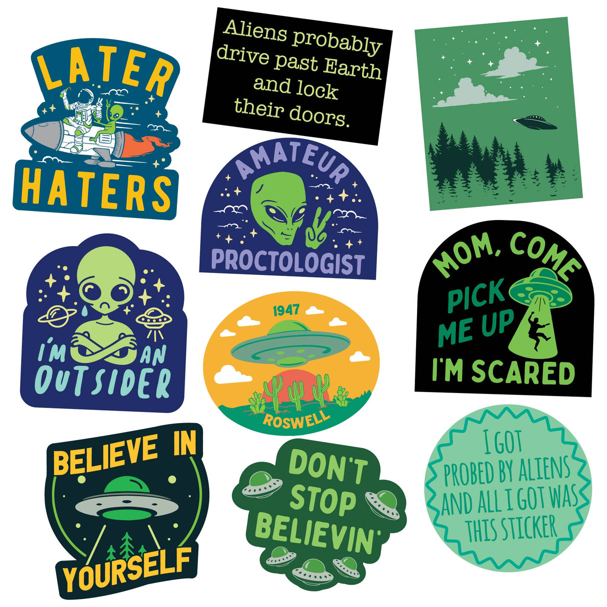 Alien Sticker Extra Large Stickers for Adults Funny Adhesives with Memes