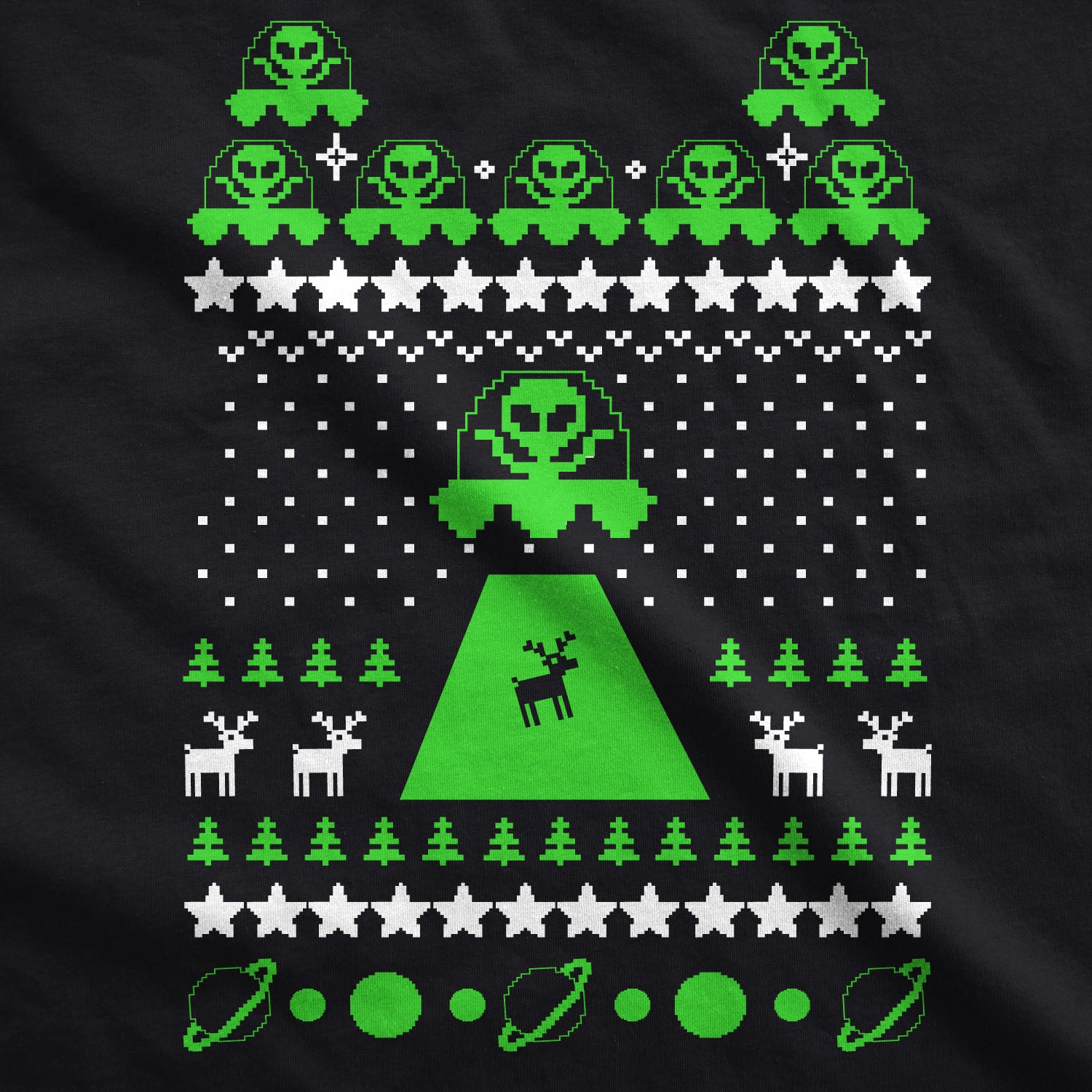 Alien abduction reindeer store glow, black Christmas sweater, sweatshirt，size L，black