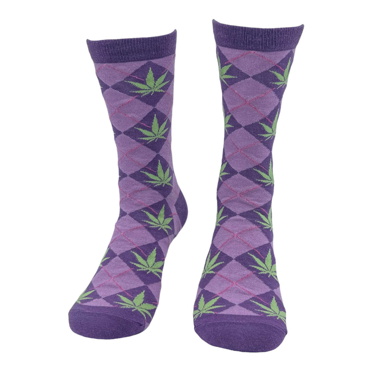 Women's Argyle Weed Socks Funny 420 Pot Leaf Smokers Footwear