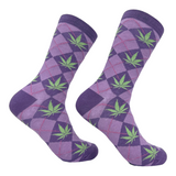 Women's Argyle Weed Socks Funny 420 Pot Leaf Smokers Footwear