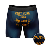 Mens Cant Work Today My Arm Is In A Cast Boxer Briefs Funny Fishing Graphic Novelty Underwear