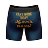 Mens Cant Work Today My Arm Is In A Cast Boxer Briefs Funny Fishing Graphic Novelty Underwear