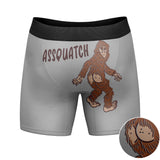 Mens Assquatch Boxer Briefs Funny Sassquatch Bigfoot Butt Joke Graphic Hilarious Saying Underwear