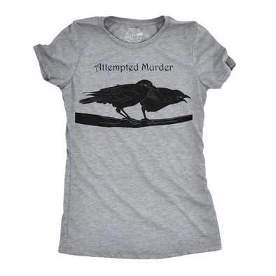 Women's Attempted Murder T Shirt Funny Crow Shirt Birds Tee for Women