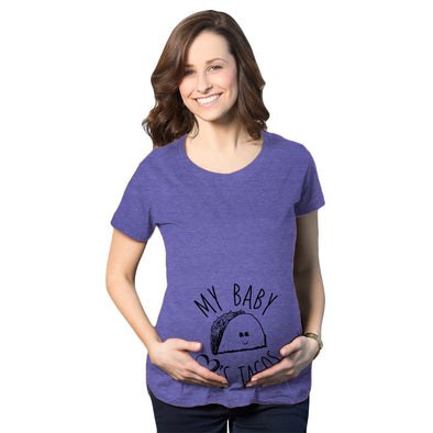 Maternity My Baby Loves Tacos Funny T shirt Cute Announcement Pregnancy Bump Tee