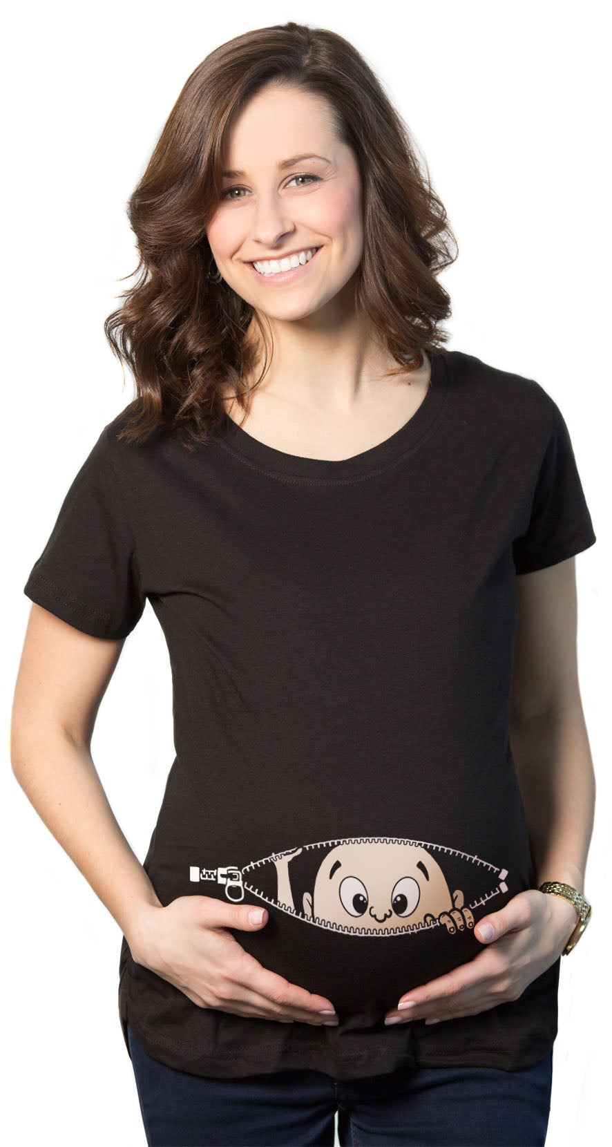 Maternity Baby Peeking T Shirt Funny Pregnancy Tee For Expecting Mothers