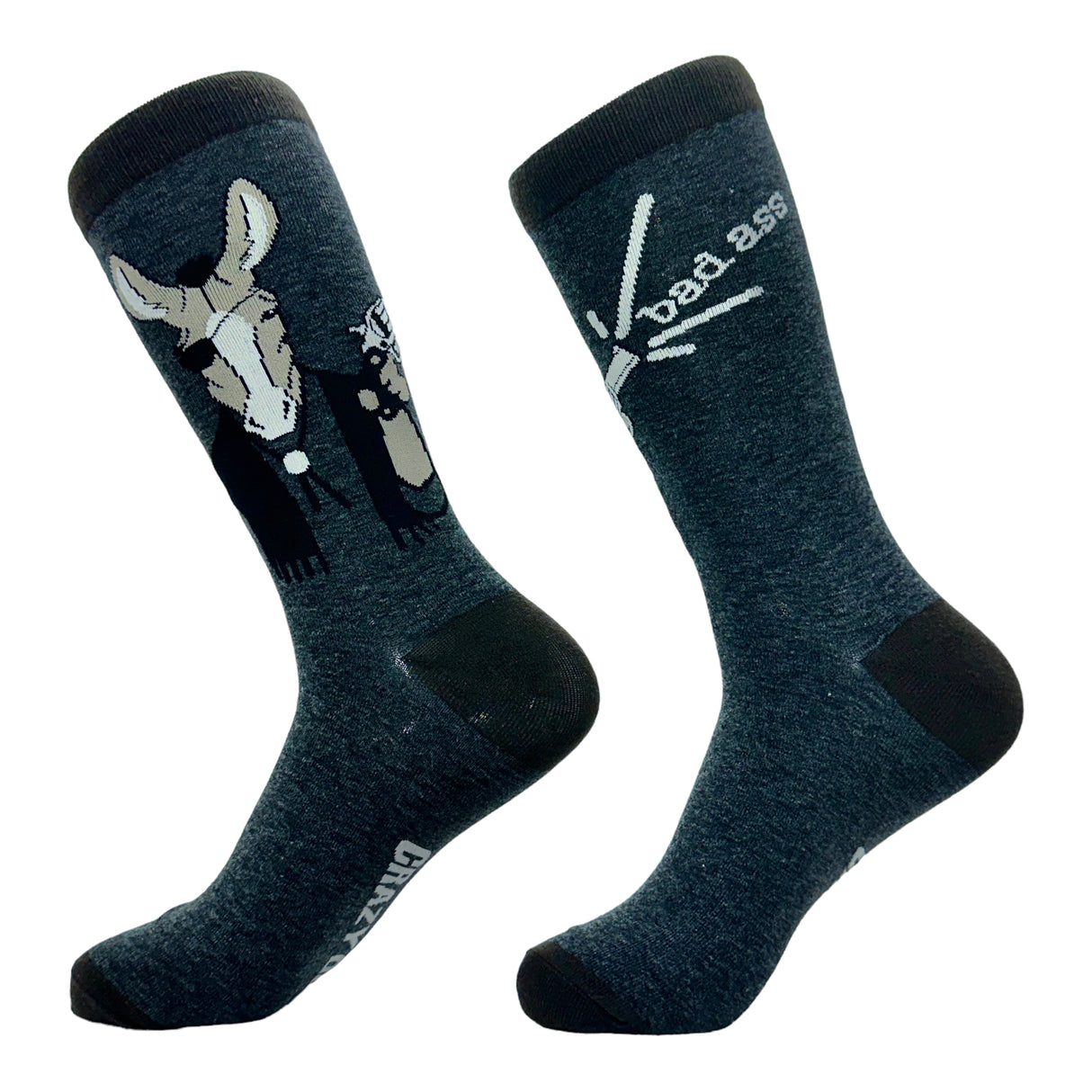 Men's Bad Ass Socks Funny Donkey Jackass Gun Shooting Novelty Footwear