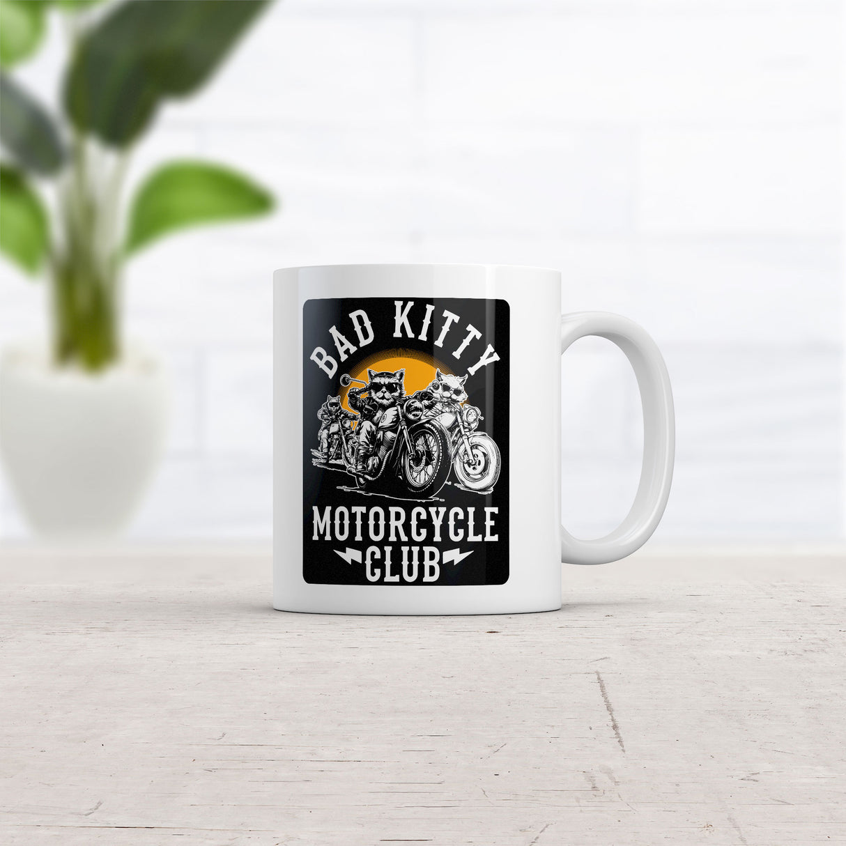 Bad Kitty Motorcycle Club Mug Funny Sarcastic Kitten Graphic Novelty Coffee Cup-11oz