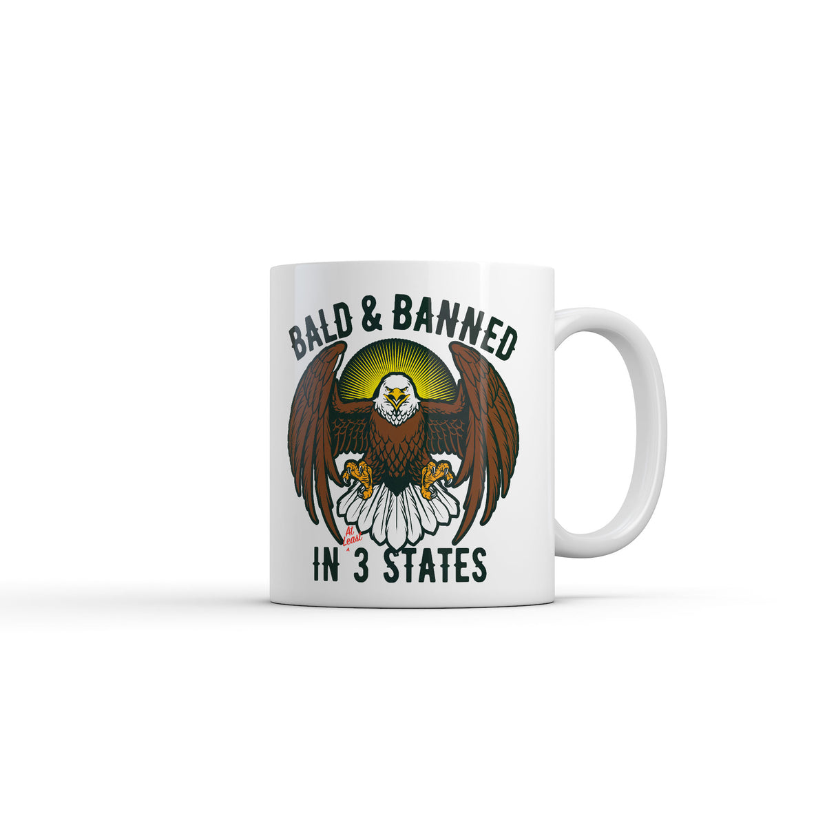 Bald and Banned In 3 States Mug Funny Sarcastic Graphic Novelty Coffee Cup-11oz