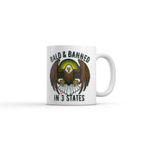 Bald and Banned In 3 States Mug Funny Sarcastic Graphic Novelty Coffee Cup-11oz
