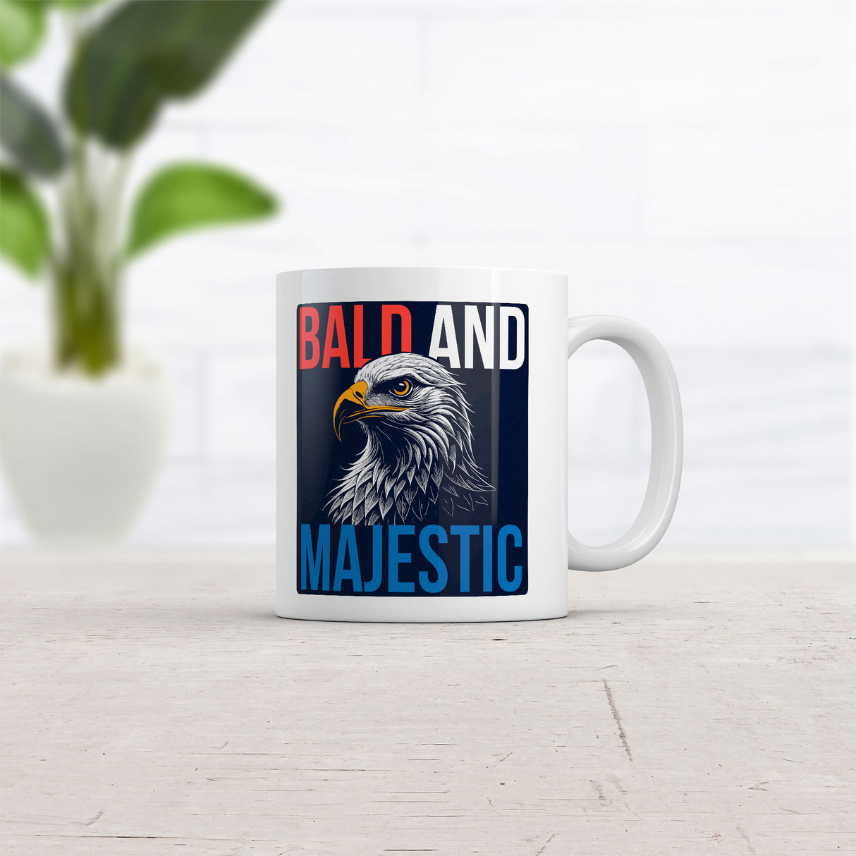 Bald and Majestic Mug Funny Sarcastic Eagle Graphic Novelty Coffee Cup-11oz