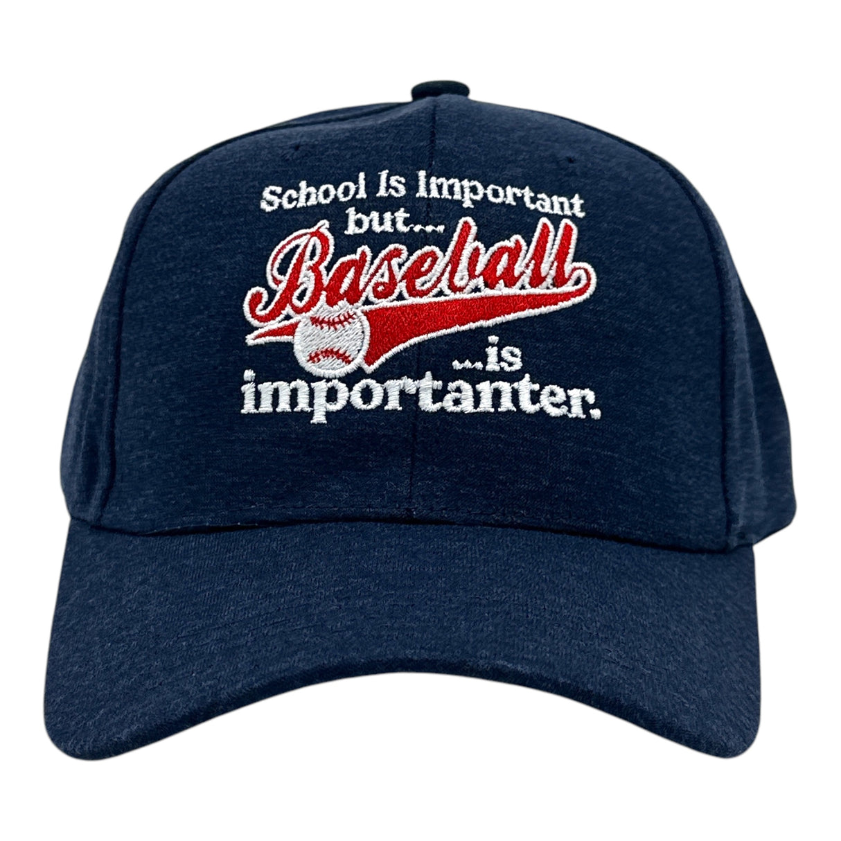 School Is Important But Baseball Is Importanter Hat Funny Sarcastic Graphic Novelty Cap