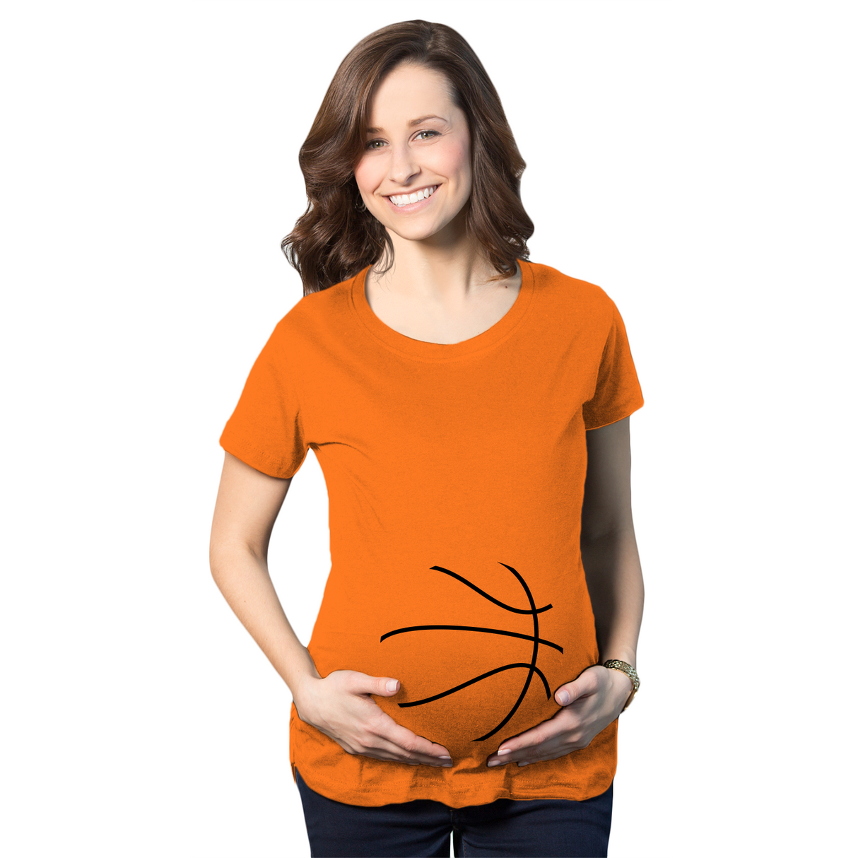 Maternity Basketball Bump Announcement Funny Pregnancy Gift Tee for Ladies