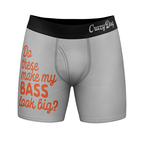 Mens Do These Make My Bass Look Big Boxers Funny Fishing Butt Joke Novelty Underwear For Guys