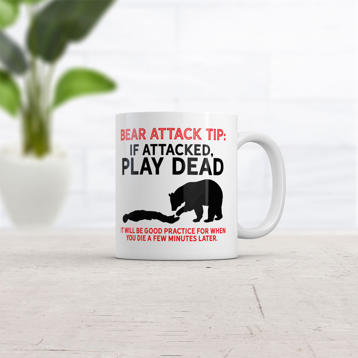 Bear Attack Tip Mug Funny Sarcastic Animal Novelty Coffee Cup-11oz