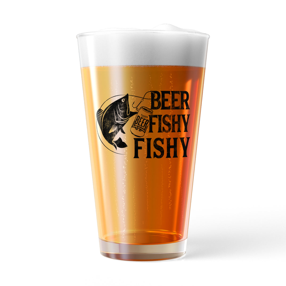 Beer Fishy Fishy Pint Glass Funny Fishing Drinking Saying Novelty Cup-16 oz