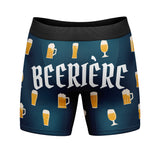 Mens Beeriere Boxers Funny Sarcastic Beer Derriere Butt Joke Mug Graphic Novelty Underwear For Guys