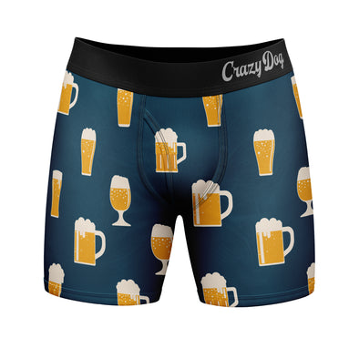 Mens Beeriere Boxers Funny Sarcastic Beer Derriere Butt Joke Mug Graphic Novelty Underwear For Guys