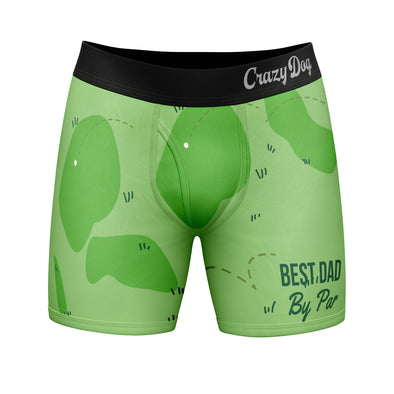 Best Dad By Par Mens Boxers Funny Father's Day Gift Golf Lover Novelty Underwear