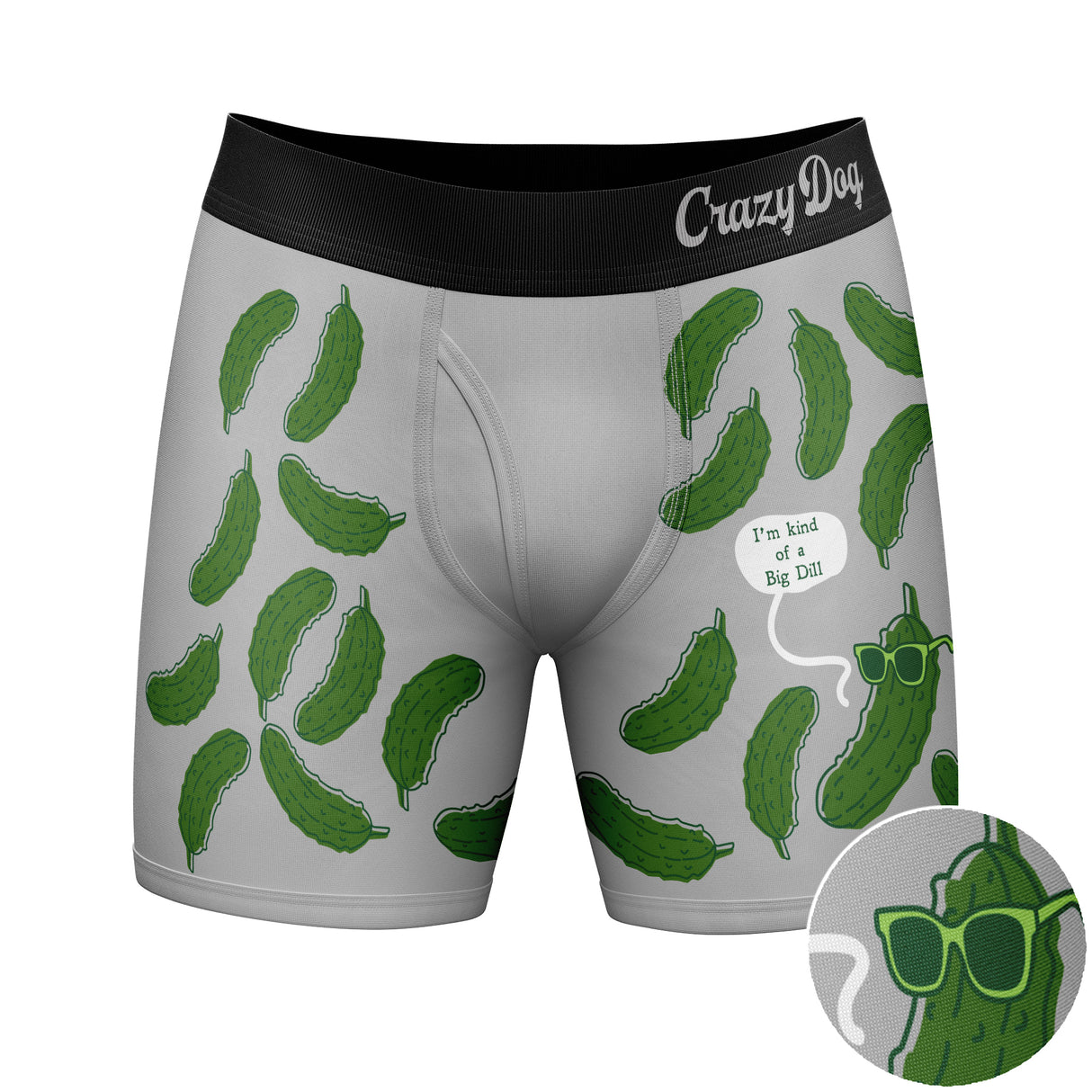 Mens Big Dill Boxer Briefs Funny Saying Pickle Quote Graphic Novelty Joke Underwear For Guys