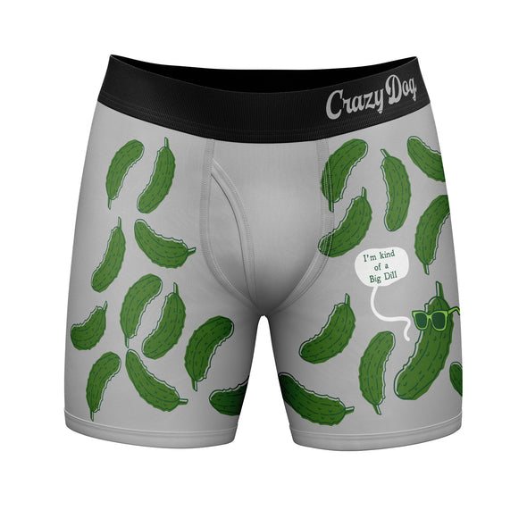 Mens Big Dill Boxer Briefs Funny Saying Pickle Quote Graphic Novelty Joke Underwear For Guys