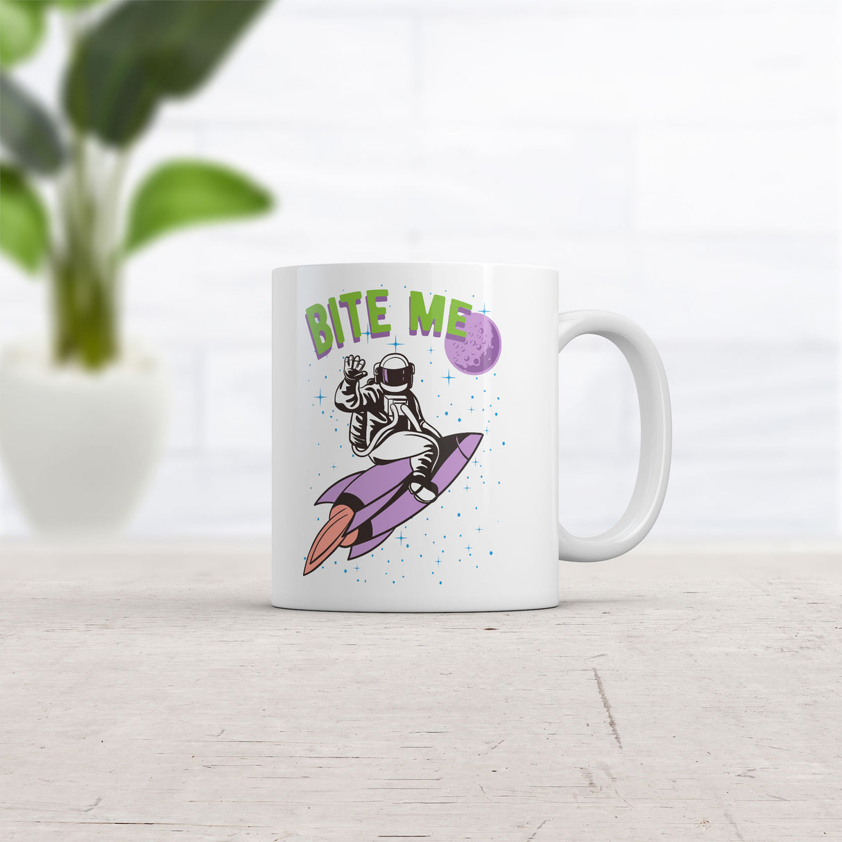 Bite Me Mug Funny Astronaut Space Graphic Novelty Coffee Cup-11oz