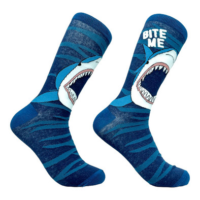 Men's Bite Me Socks Funny Deep Sea Shark Attack Footwear