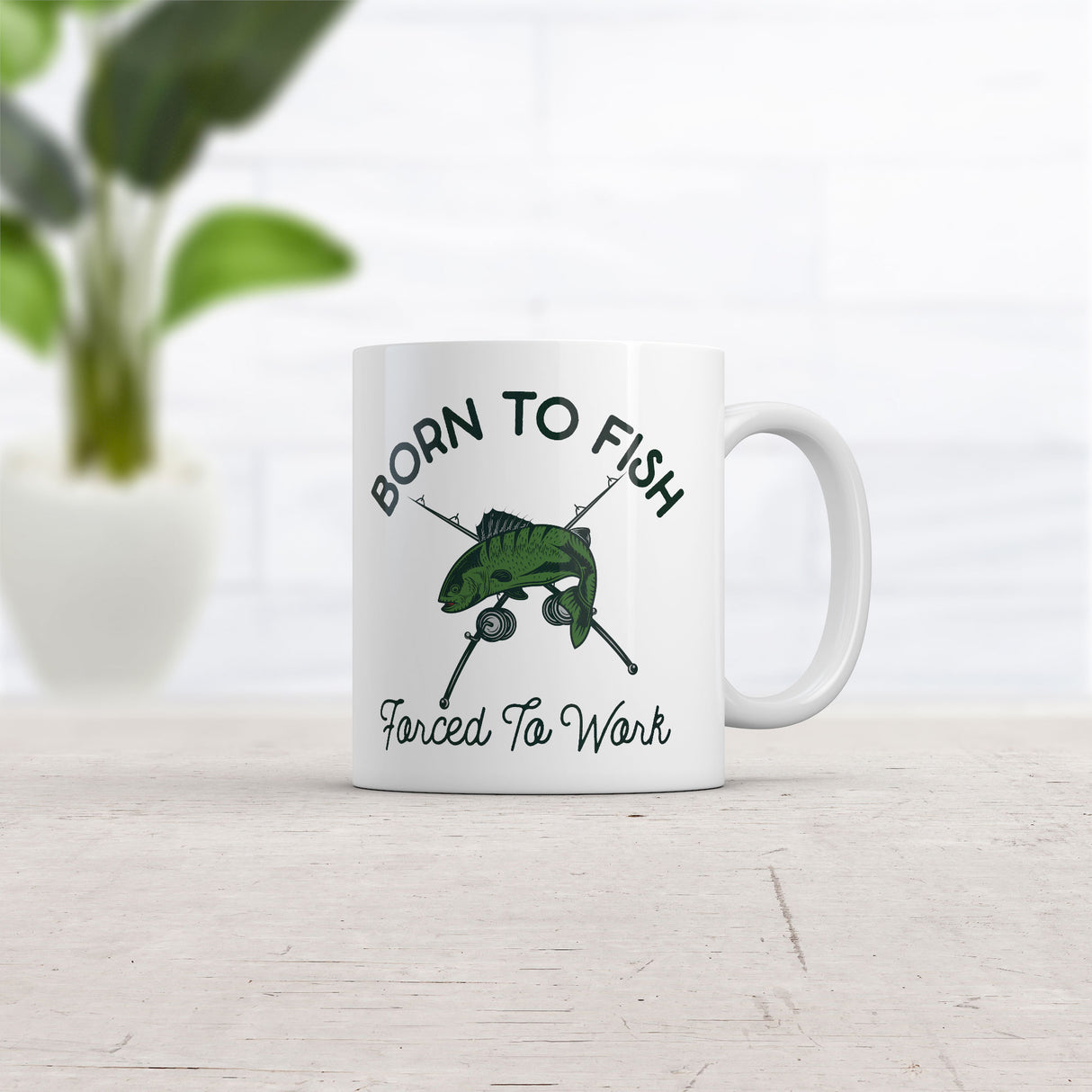 Born to Fish Forced to Work Mug Funny Sarcastic Fishing Graphic Novelty Coffee Cup-11oz