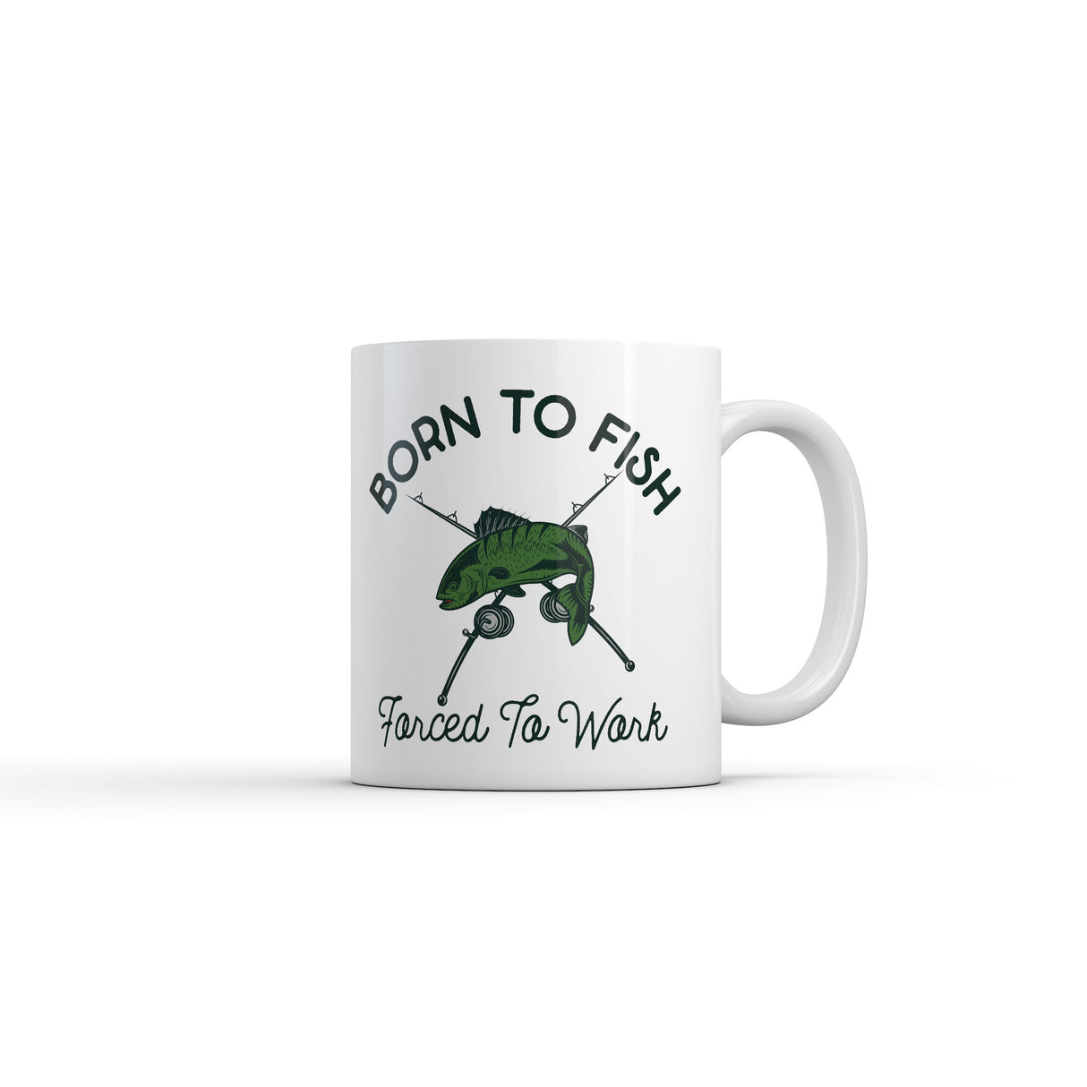 Born to Fish Forced to Work Mug Funny Sarcastic Fishing Graphic Novelty Coffee Cup-11oz