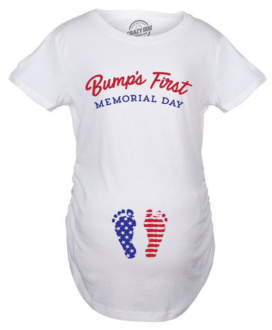 Maternity Bumps First Memorial Day Pregnancy Tshirt Funny Patriotic Tee For Baby Bump