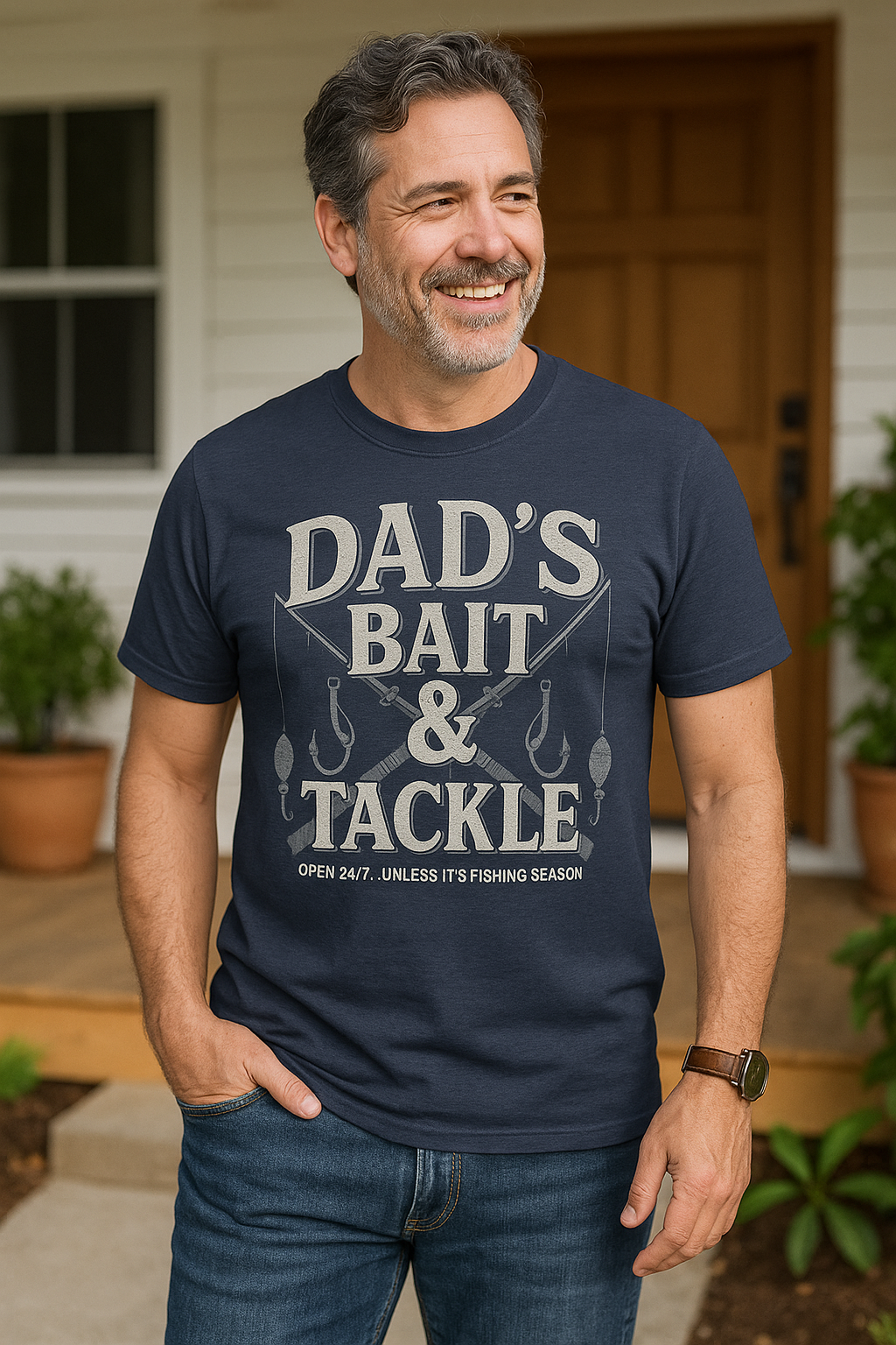 Mens Funny T Shirts Dads Bait and Tackle Sarcastic Fathers Day Graphic Novelty Fishing Tee for Men