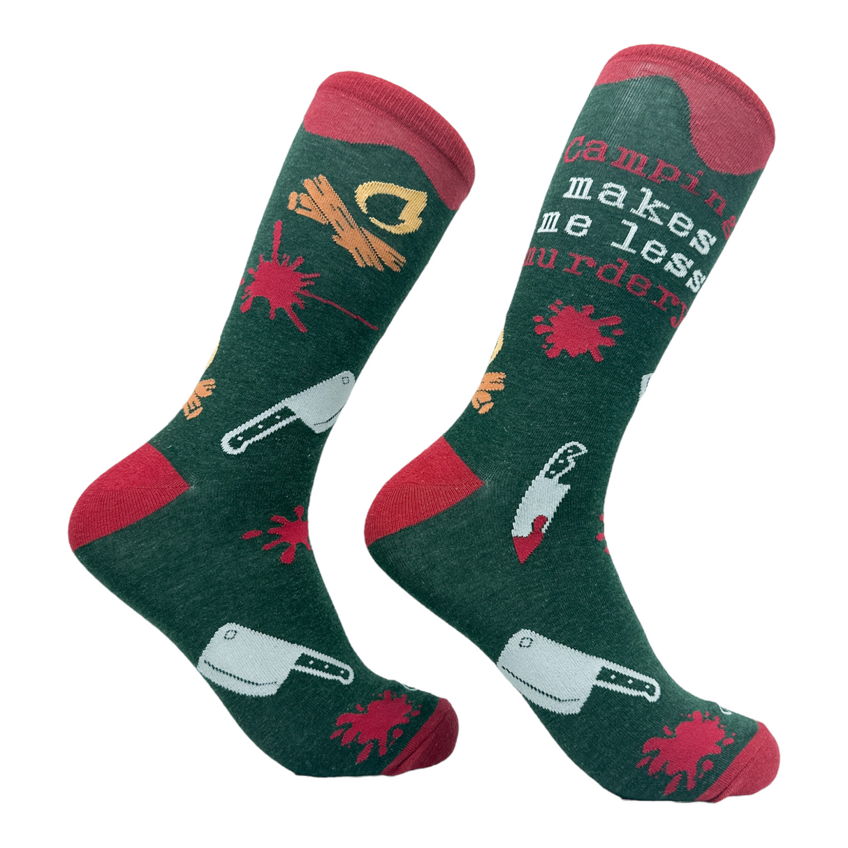 Men's Camping Makes Me Less Murdery Socks Funny Killer Outdoor Nature Lovers Footwear