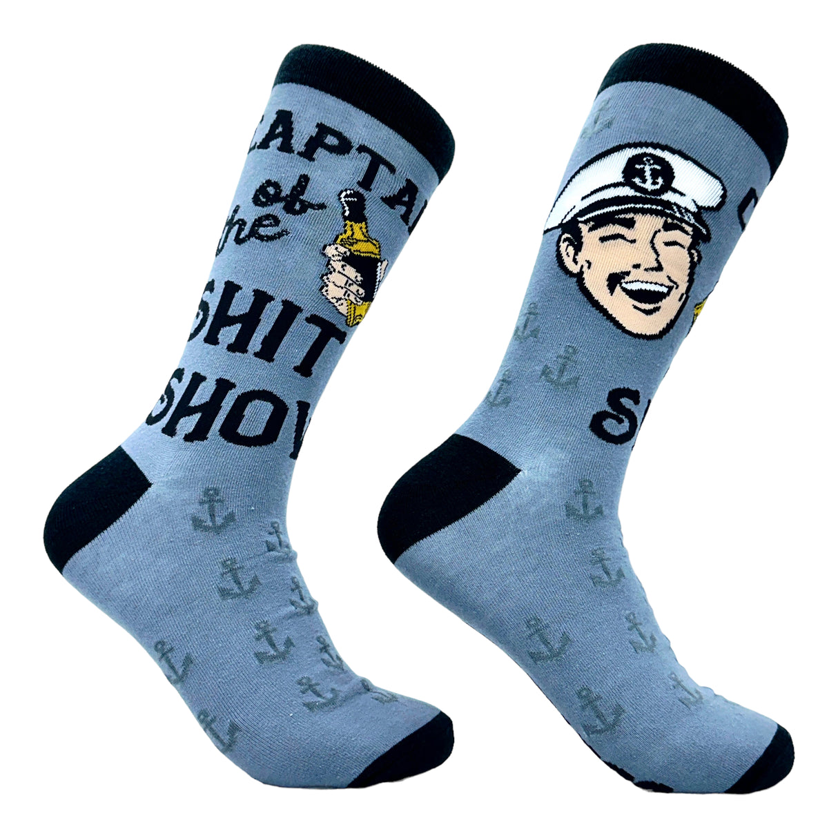 Men's Captain Of The Shit Show Socks Funny Crazy Partying Drinking Novelty Footwear