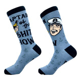 Men's Captain Of The Shit Show Socks Funny Crazy Partying Drinking Novelty Footwear