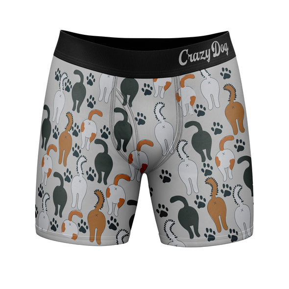 Mens Guess What Cat Butt Boxers Funny Sarcastic Kitten Butts Joke Saying Novelty Underwear For Guys