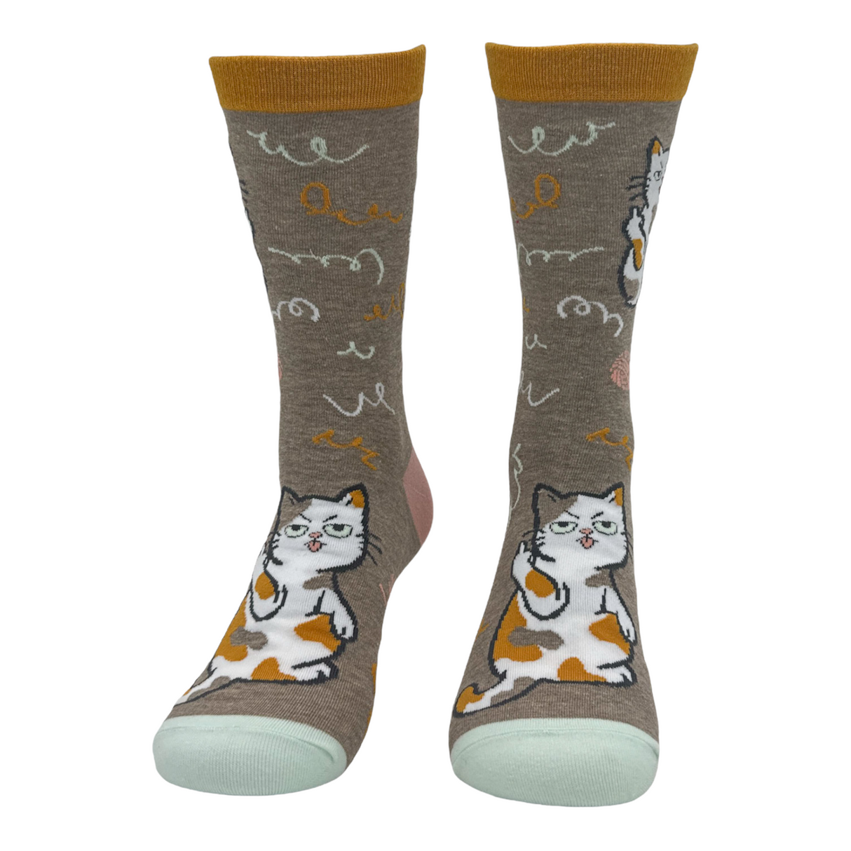 Women's Cat Flipping The Bird Socks Funny Jerk Mean Kitten Footwear