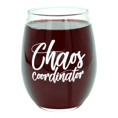 Chaos Coordinator Wine Glass Funny Sarcastic Mess Leader Novelty Cup-15 oz