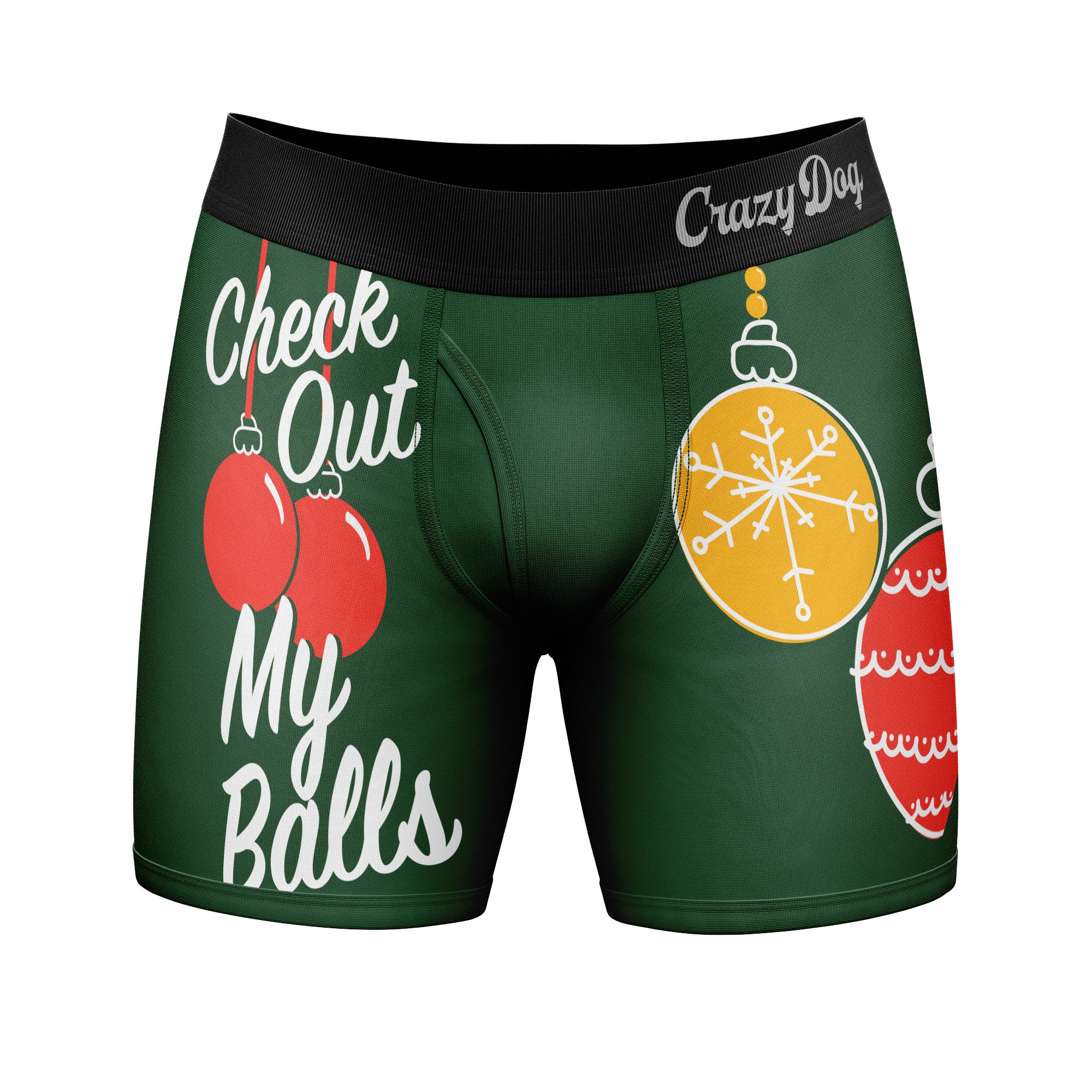 Mens Check out my Balls Boxers Funny Christmas Ornament Underwear